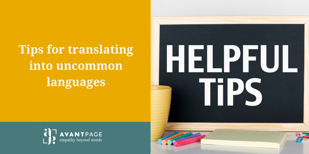Tips for translating into uncommon languages